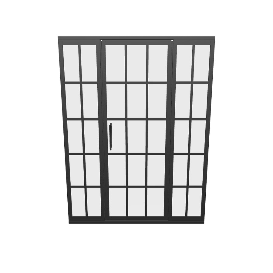 Gridscape GS1 Swing Shower Door with 2 Side Panels in Black with Clear Glass