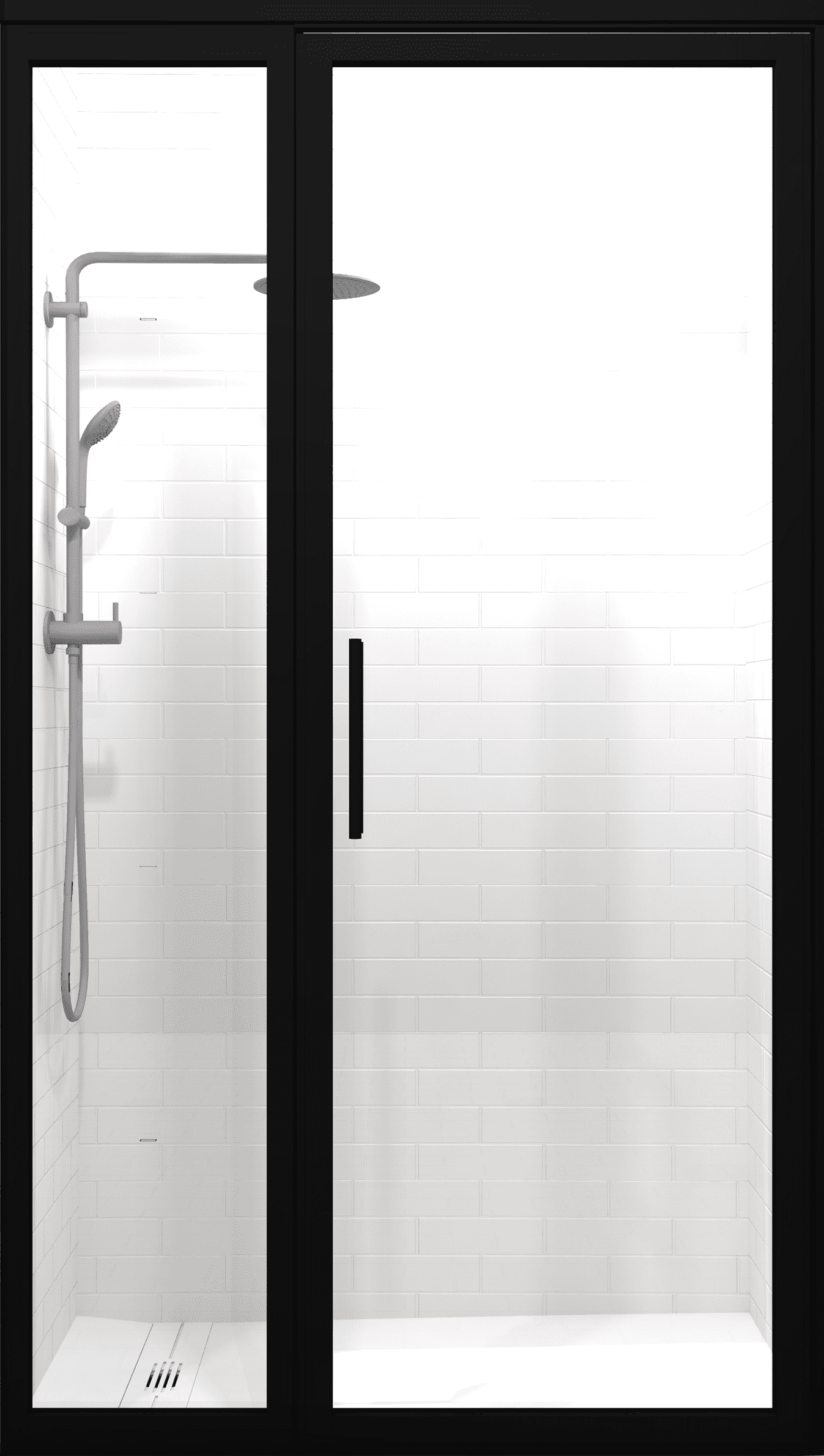 Gridscape GS3 Swing Shower Door and Panel in Black with Clear Glass