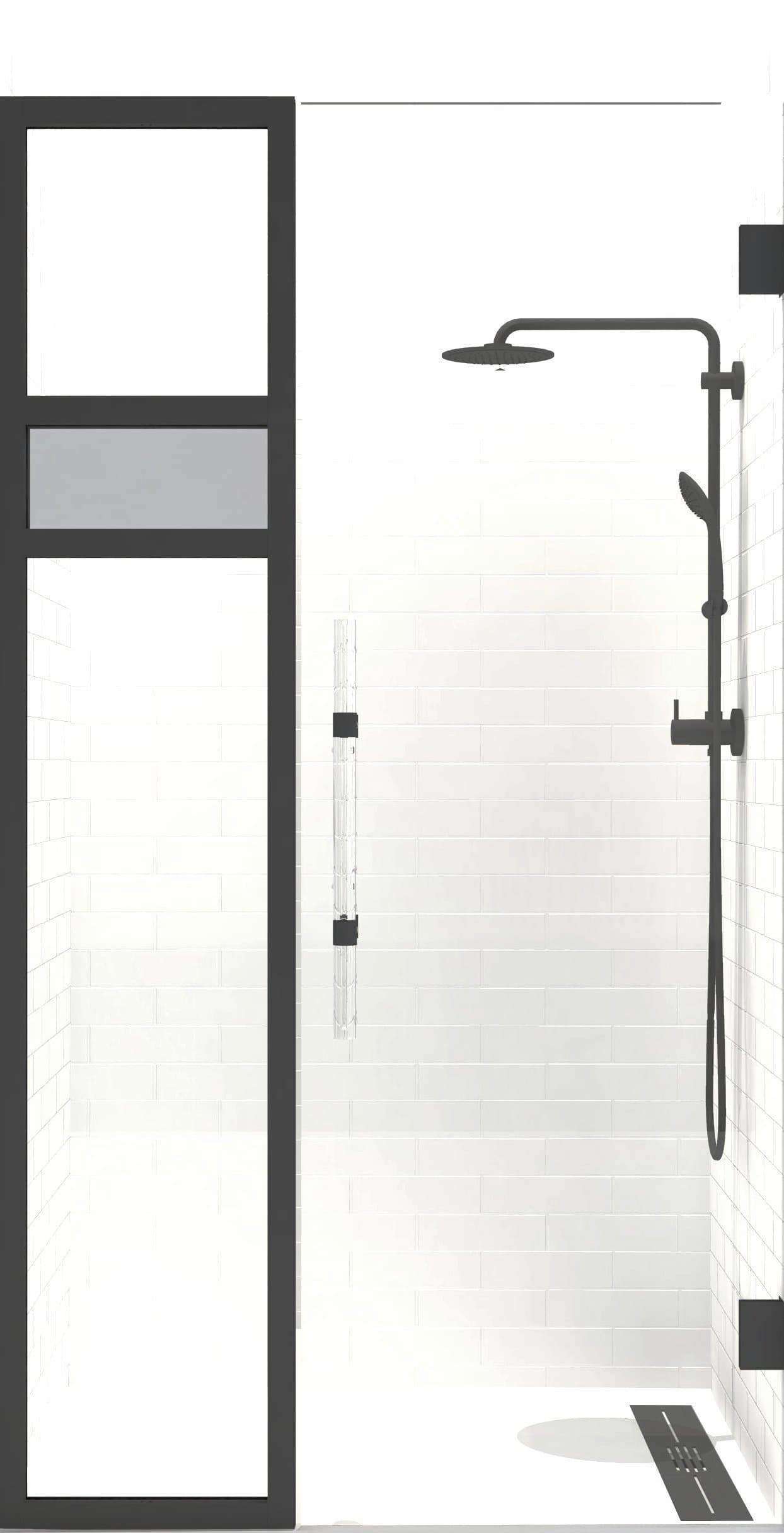 Gridscape GS2 3-Panel Corner Shower Door in Black with Clear Glass