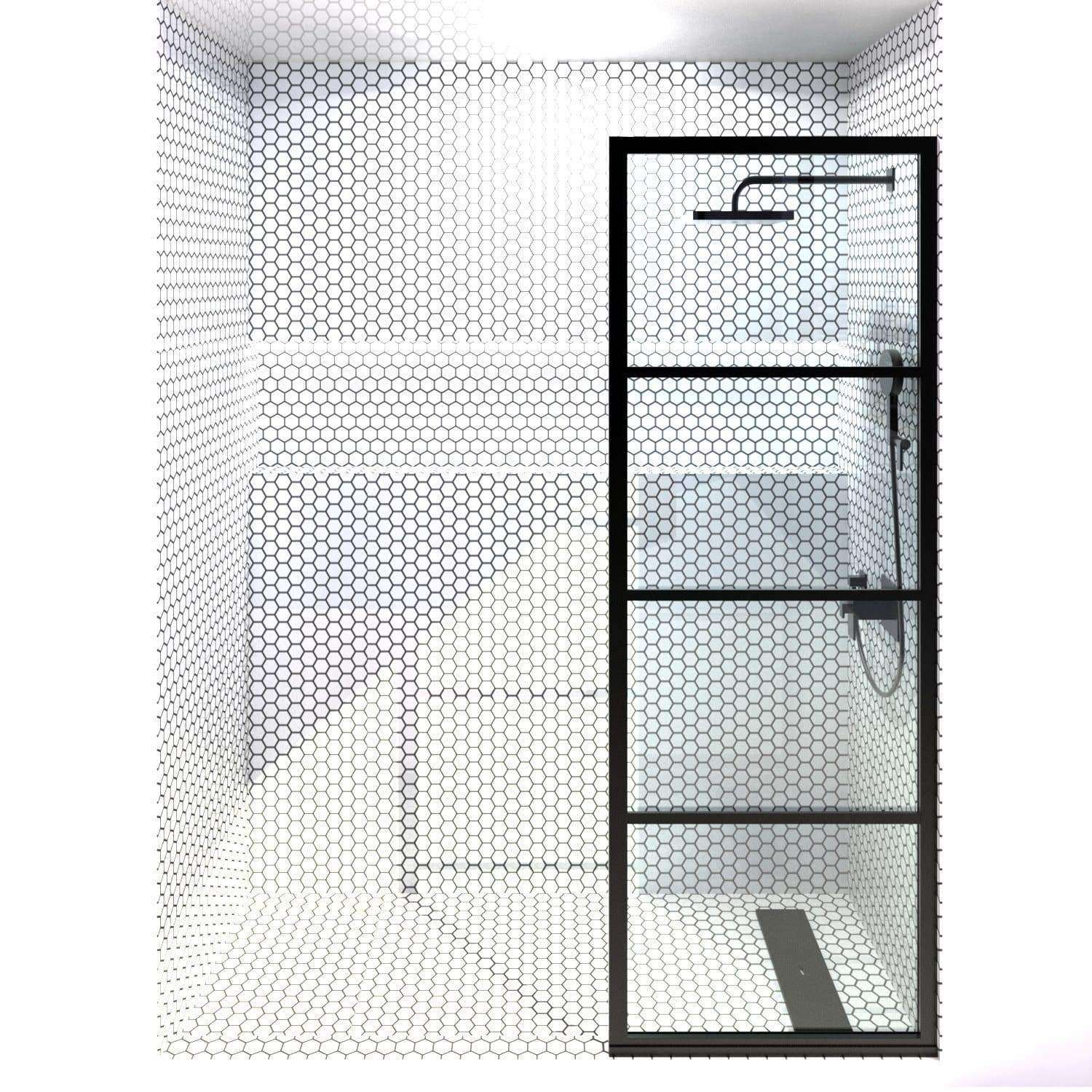 Gridscape GS2 3-Panel Corner Shower Door in Black with Clear Glass –  divided STYLE