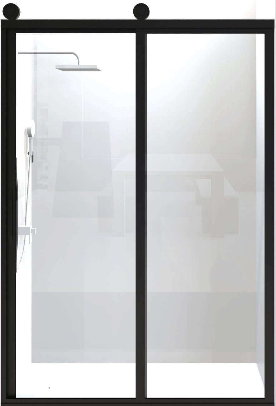 Gridscape GS2 3-Panel Corner Shower Door in Black with Clear Glass