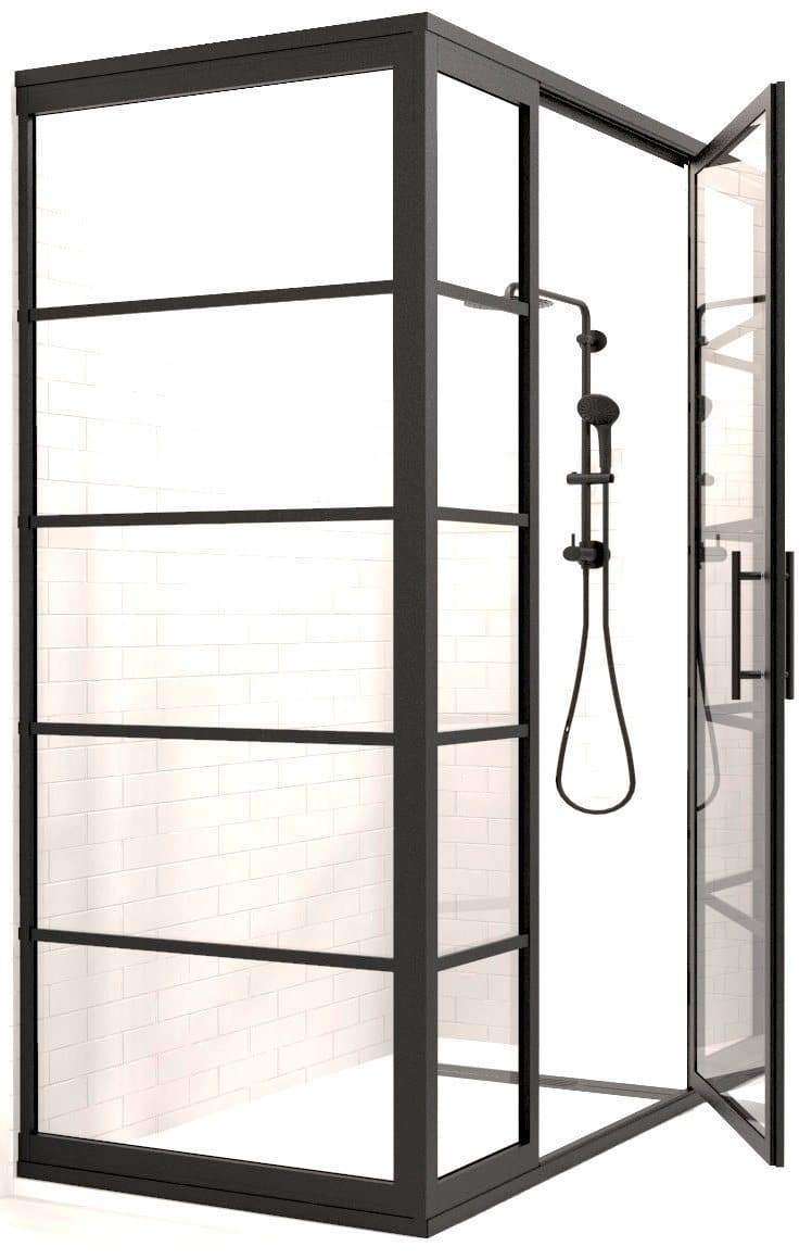 Gridscape GS2 3-Panel Corner Shower Door in Black with Clear Glass –  divided STYLE