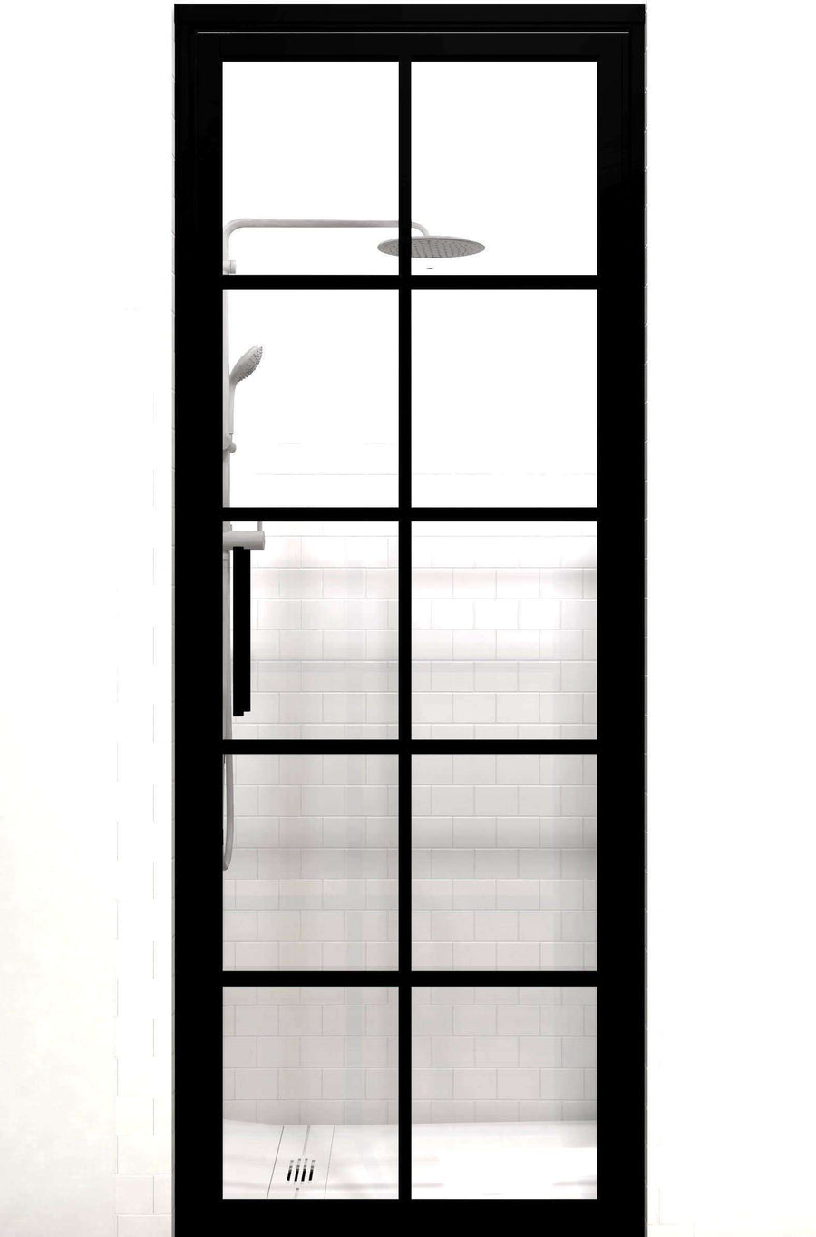 Black Frame Gridded Swing Shower Door by Coastal Shower Doors