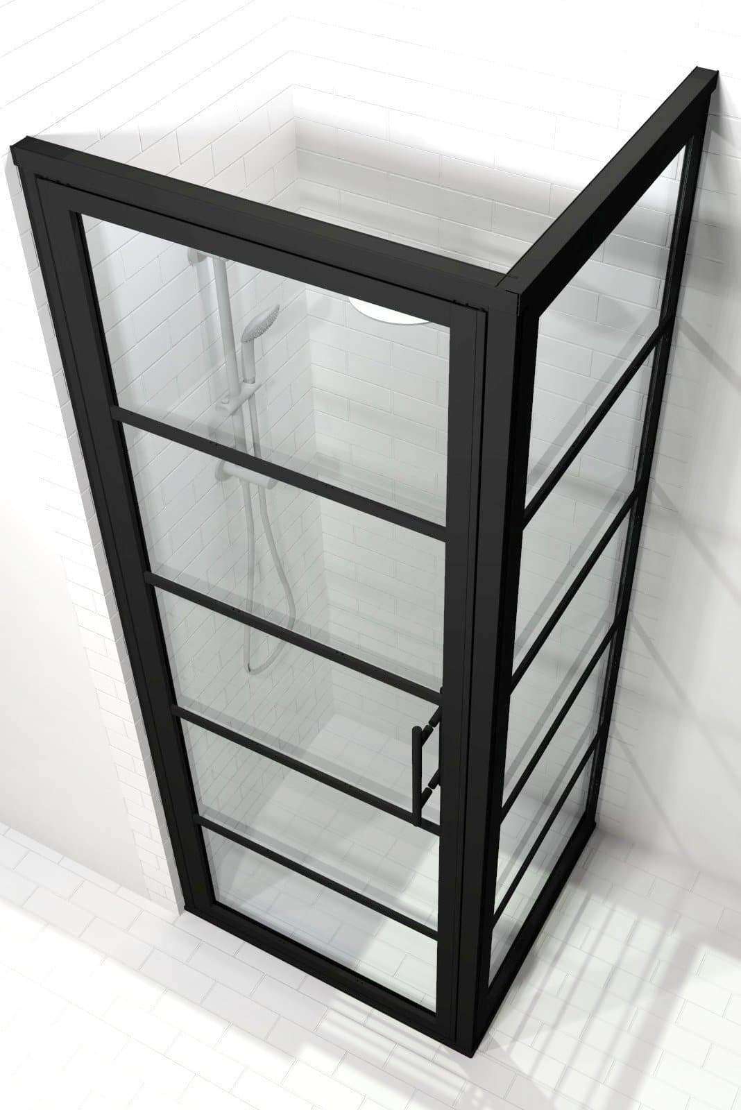 Gridscape GS2 3-Panel Corner Shower Door in Black with Clear Glass –  divided STYLE