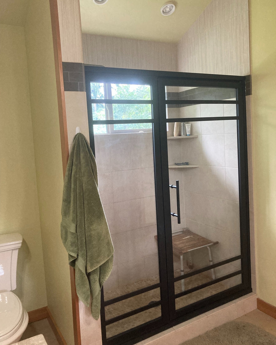 Gridscape GS2-4 Hinged Door and Panel in Black Finish and Clear Glass