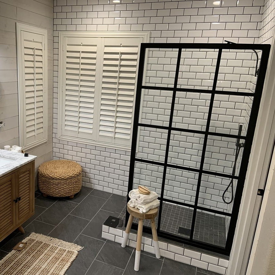 Gridscape GS1 Fixed Shower Screen Panel in Black with Clear Glass