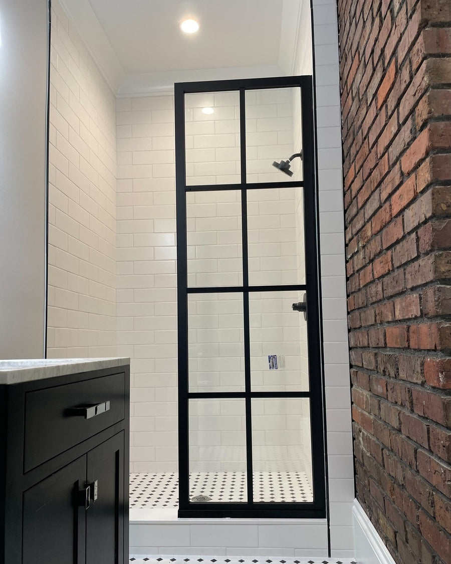 Gridscape GS1 Fixed Shower Screen Panel in Black with Clear Glass