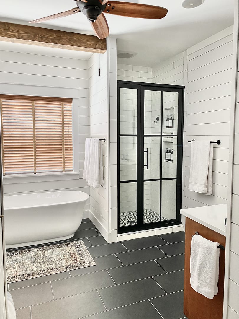Gridscape GS1.2 Swing Shower Door and Panel in Black with Clear Glass
