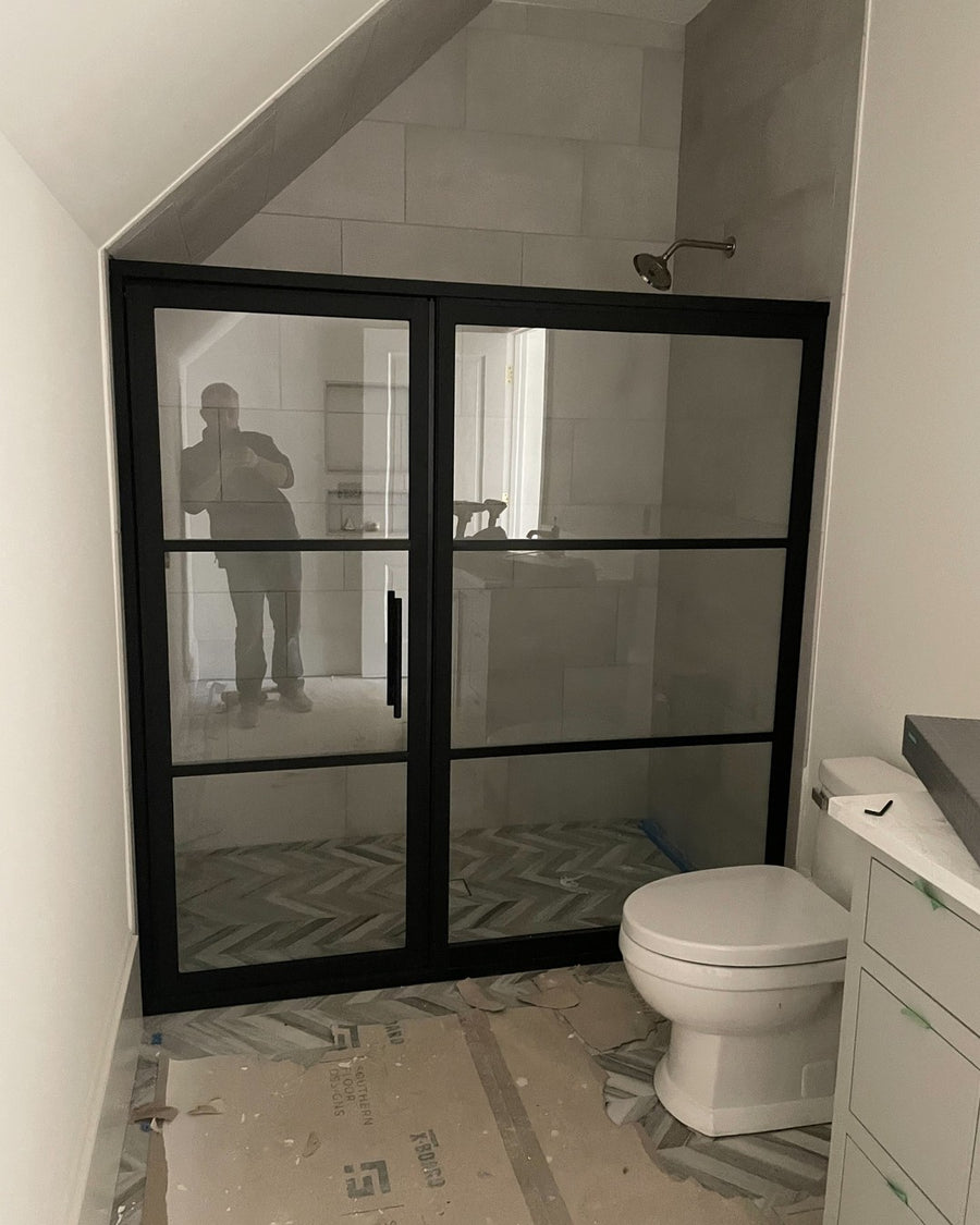 Gridscape GS2-2.1 Hinged Door and Panel in Black Finish and Clear Glass