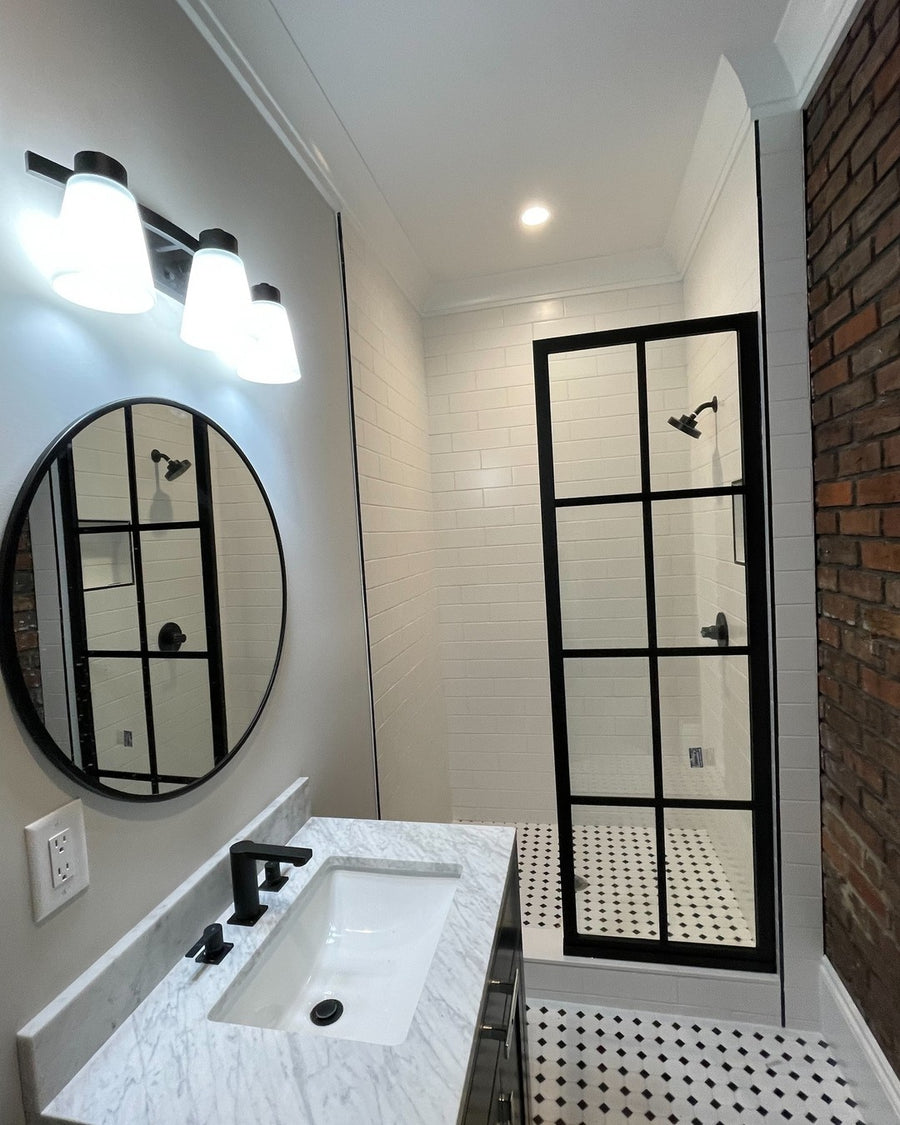 Gridscape GS1 Fixed Shower Screen Panel in Black with Clear Glass
