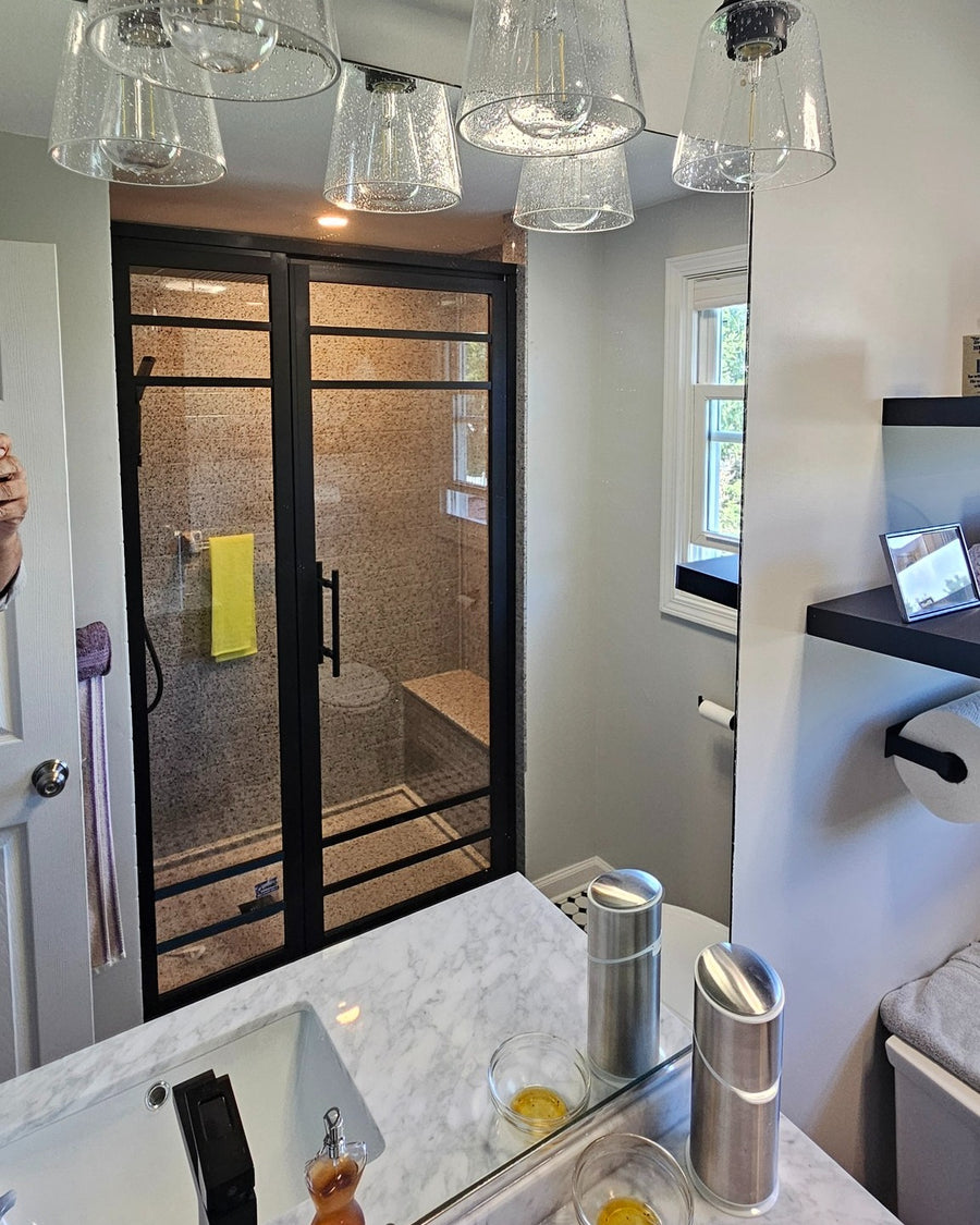 Gridscape GS2-4 Hinged Door and Panel in Black Finish and Clear Glass
