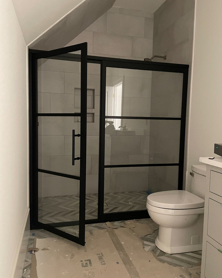 Gridscape GS2-2.1 Hinged Door and Panel in Black Finish and Clear Glass