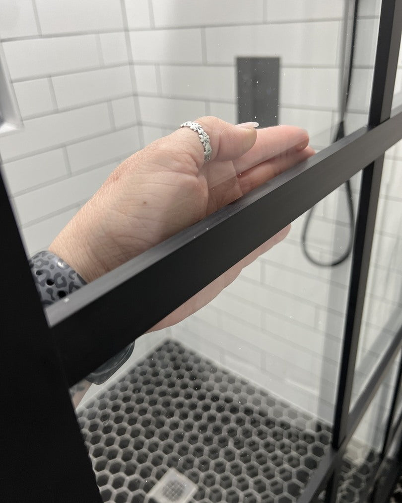 Gridscape GS1 Fixed Shower Screen Panel in Black with Clear Glass