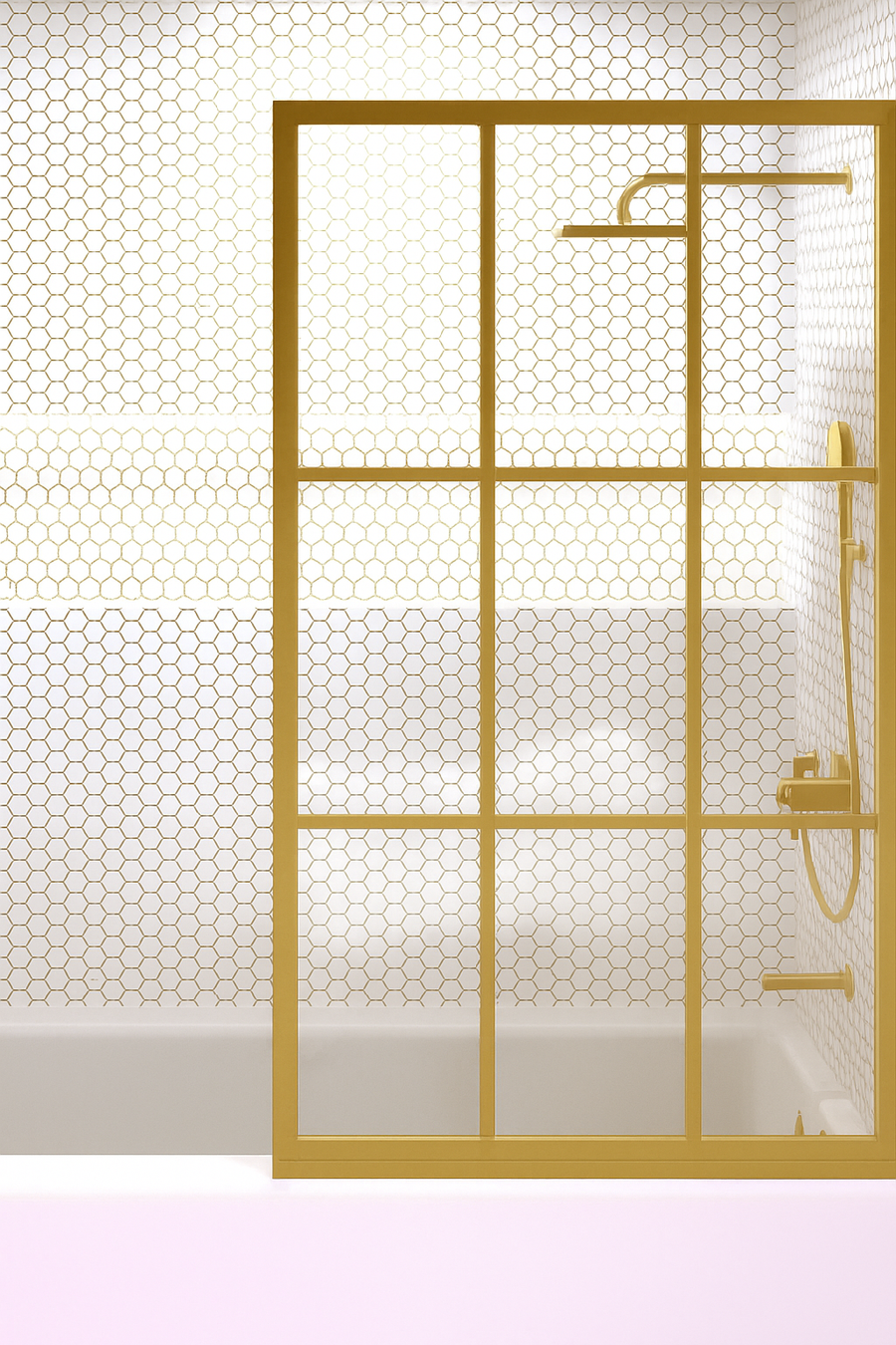 Gridscape GS1 Colorize Shower Screen for tub in Gold with Clear Glass