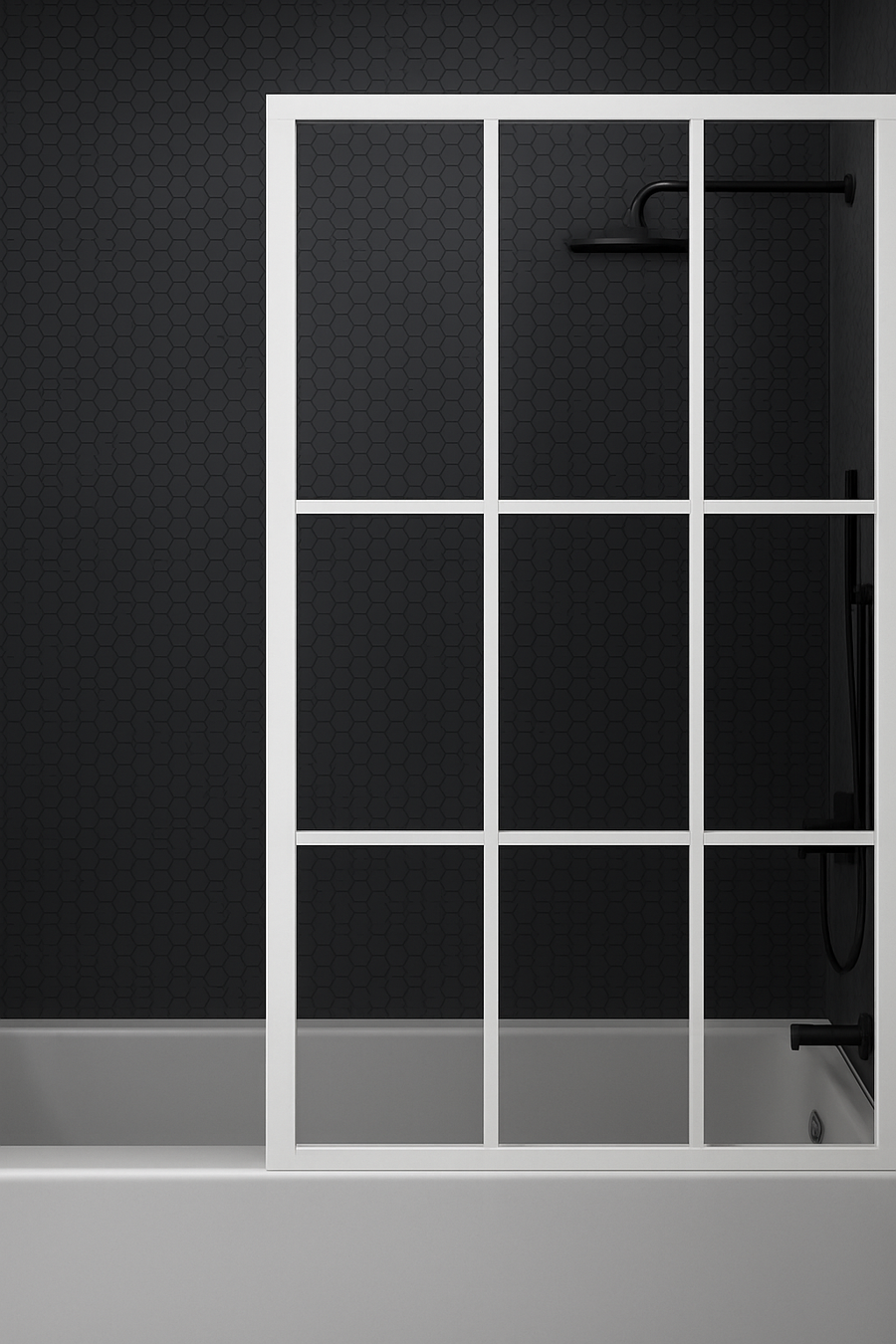 Gridscape GS1 Colorize Shower Screen for tub in White with Clear Glass