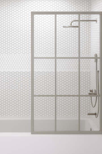 Gridscape GS1 Colorize Shower Screen for tub in Gun Metal Gray with Clear Glass