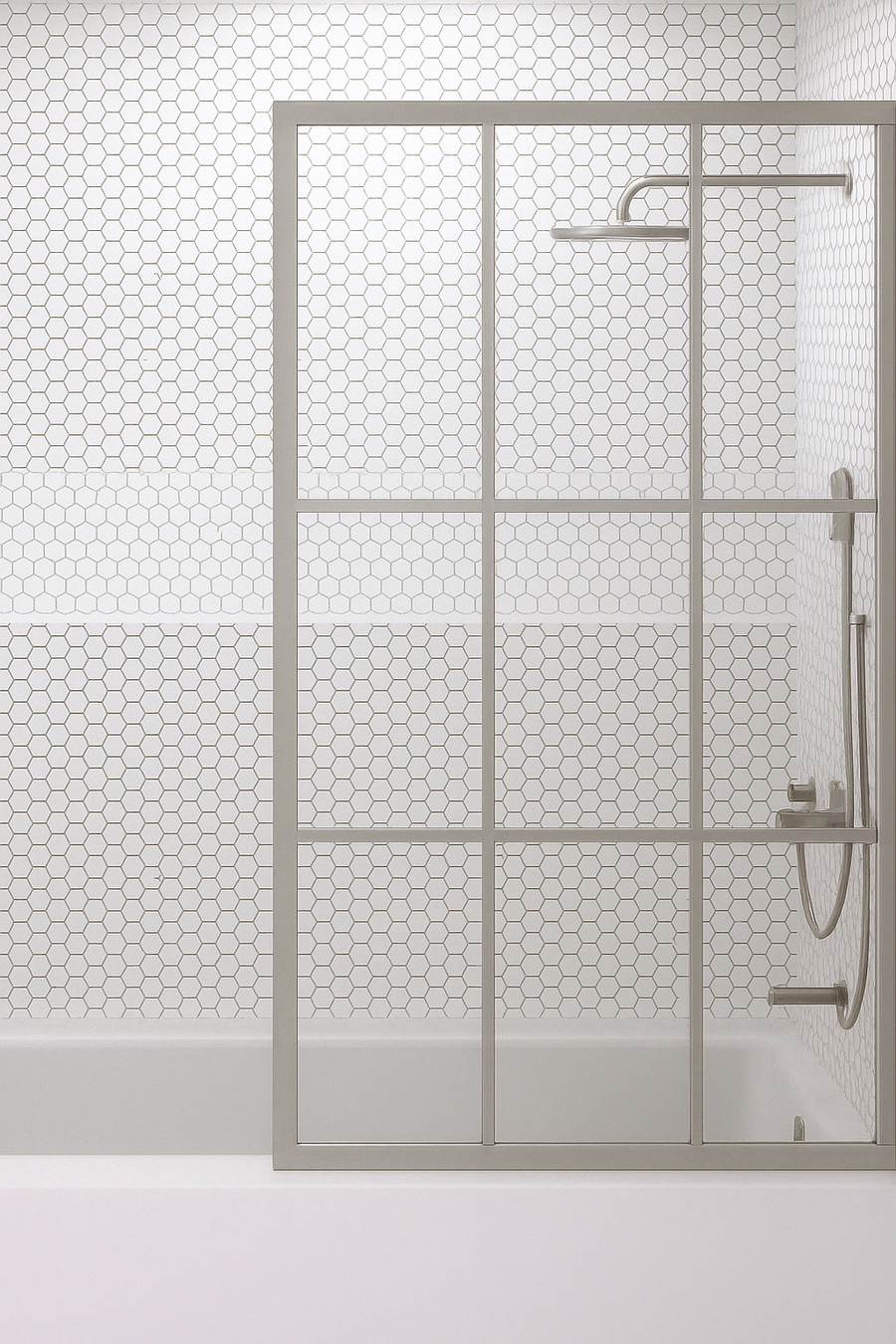 Gridscape GS1 Colorize Shower Screen for tub in Gun Metal Gray with Clear Glass