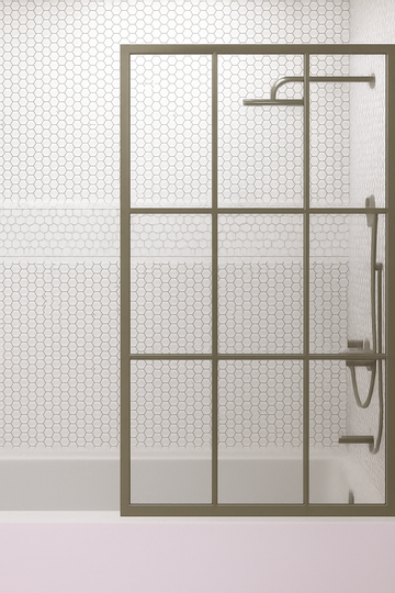 Gridscape GS1 Colorize Shower Screen for tub in Olive Bronze with Clear Glass