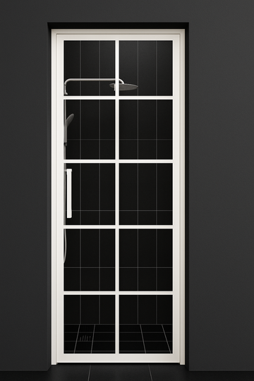 Gridscape Colorize Collection - GS1 Swing shower door in White (RAL 9002) with clear glass