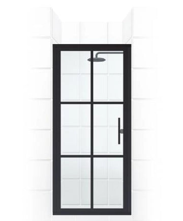 Gridscape GS1.2 Swing shower door in black with clear glass