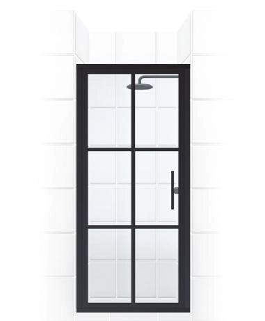 Gridscape GS1.2 Swing shower door in black with clear glass