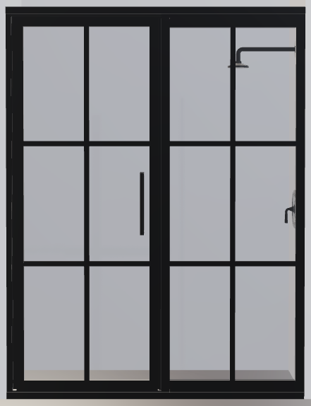 Gridscape GS1.2 Swing Shower Door and Panel in Black with Clear Glass