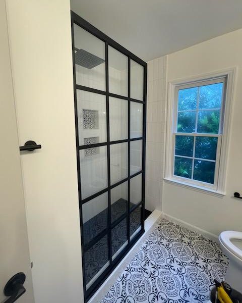 Gridscape GS1 Fixed Shower Screen Panel in Black with Clear Glass