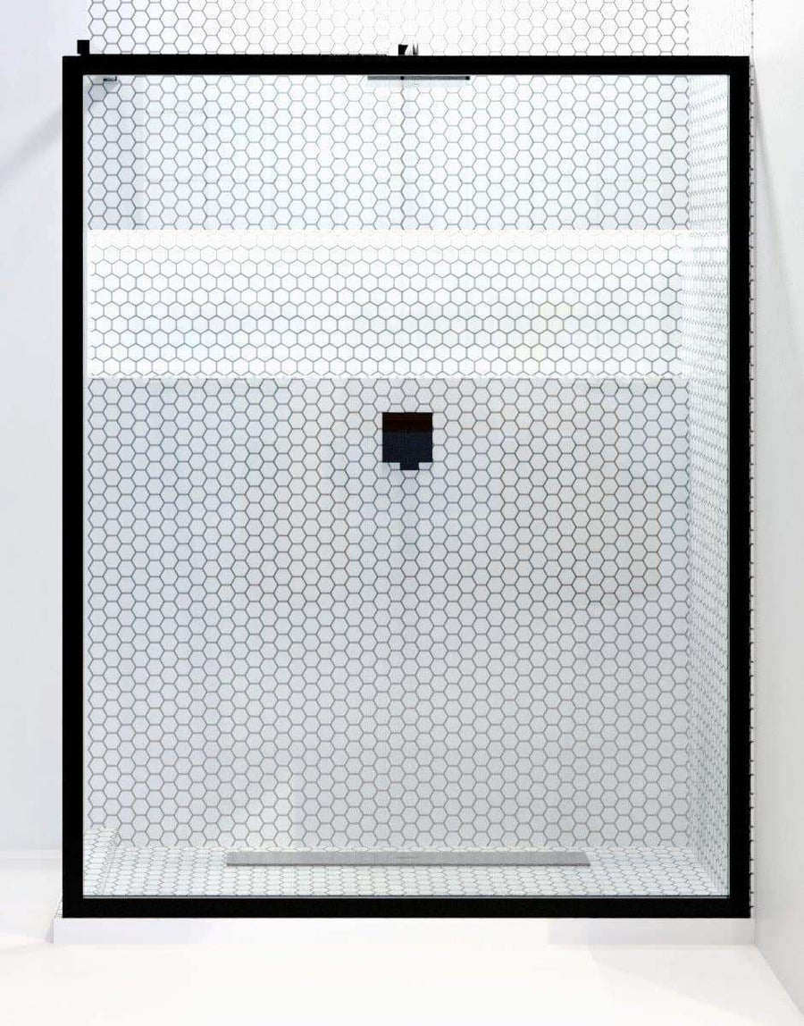 Fixed Panel Shower Glass Divider Panel - Gridscape GS3 XL Walk-In Shower Ideas