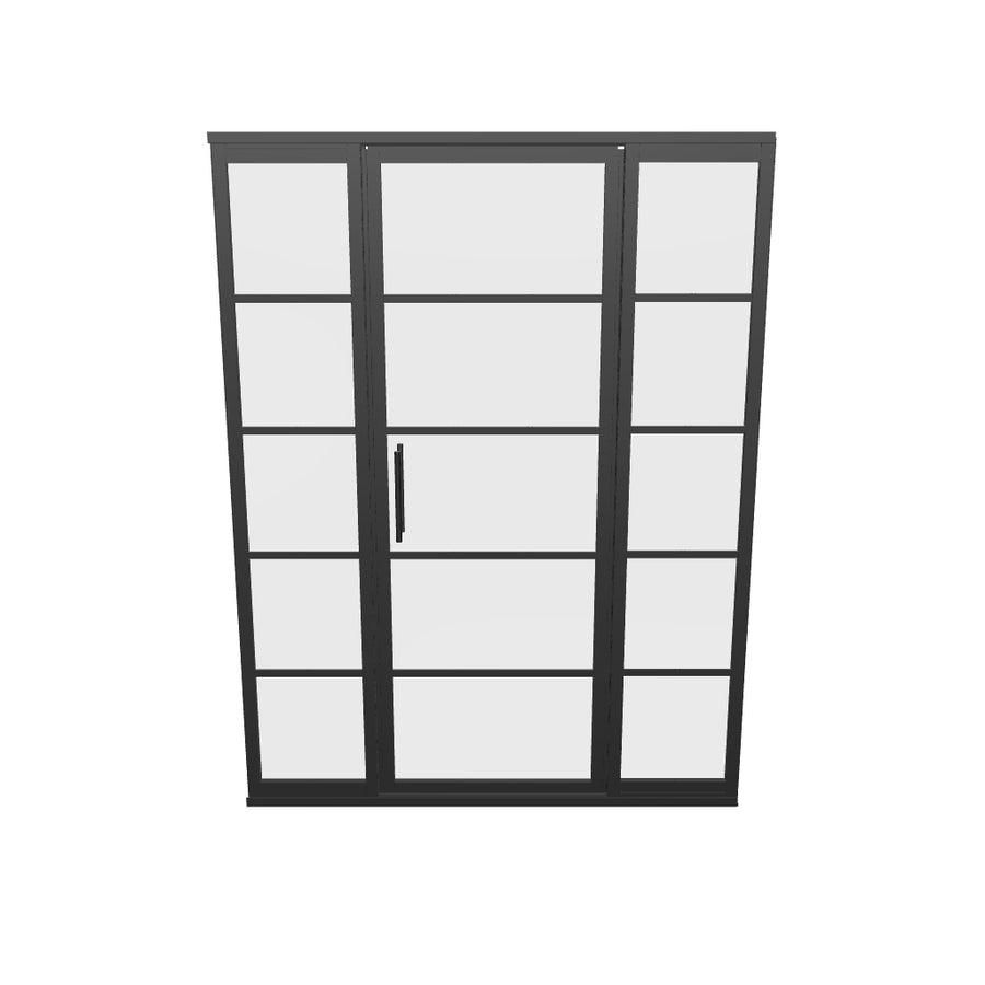 Gridscape GS2 Swing Shower Door with 2 Side Panels in Black with Clear Glass