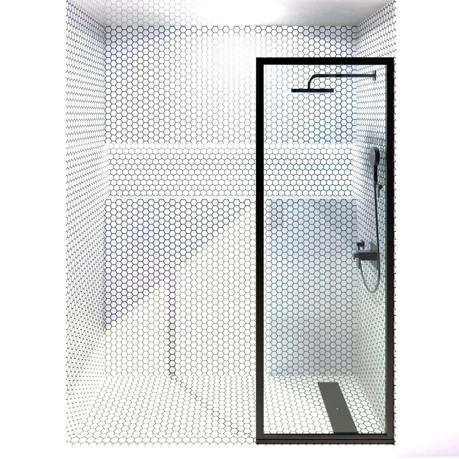 24 in Black Frame Fixed Panel Shower Door - Gridscape Series GS3