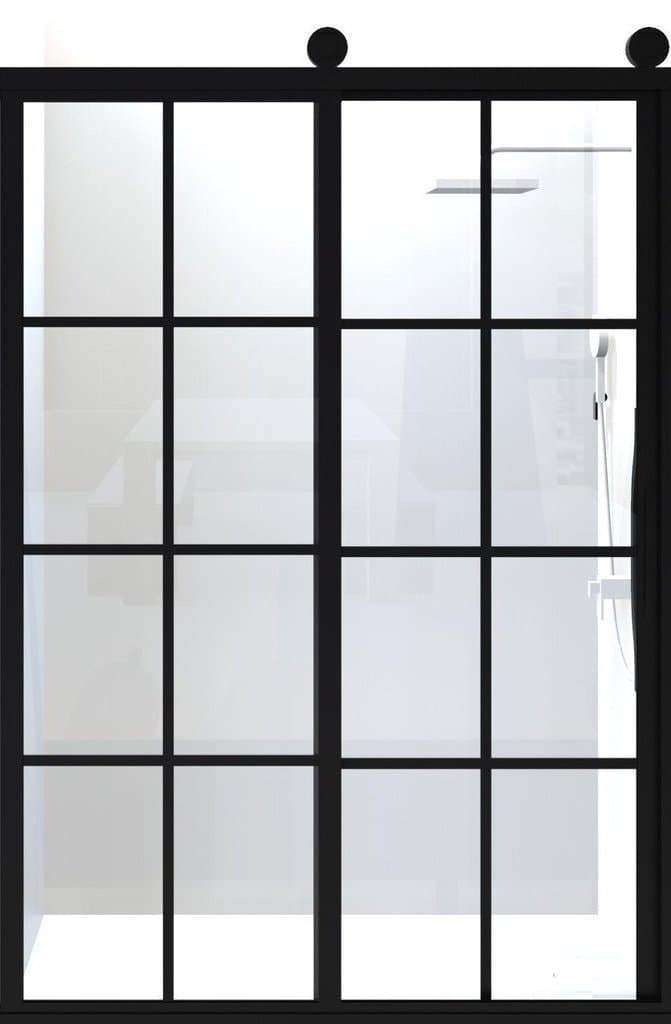 Gridscape GS1 Eclipse Sliding Shower Door in Black with Clear Glass