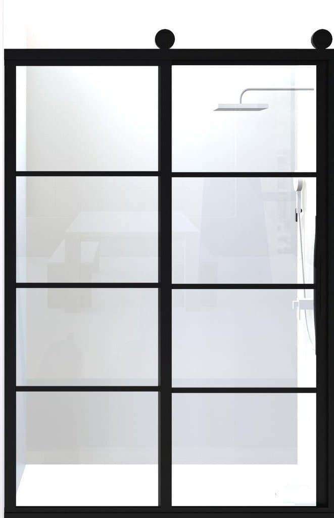 Gridscape GS2 Eclipse Sliding Shower Door in Black with Clear Glass
