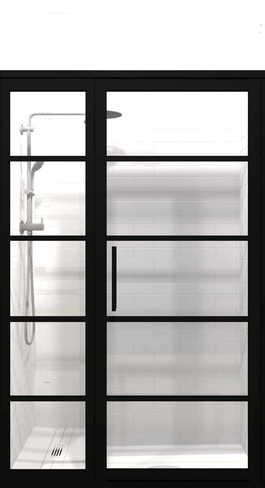 Black Frame Shower Doors | Gridscape | GS2 | Clear Glass | Coastal Shower Doors | Hinged