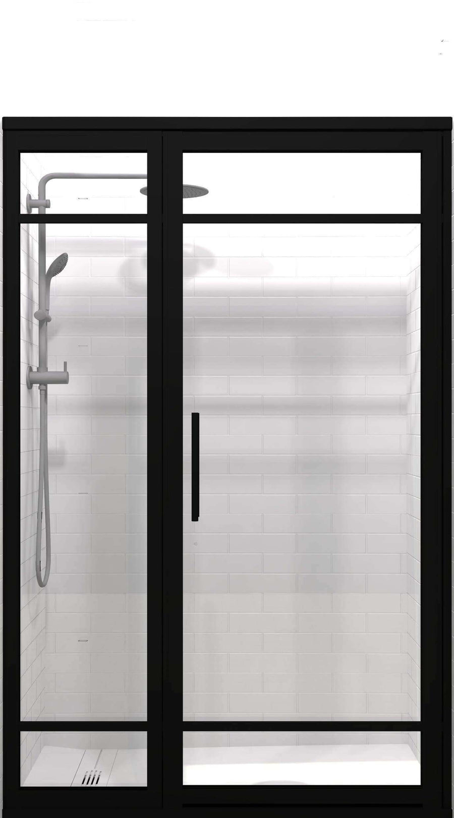Gridscape GS2-2 Hinged Door and Panel in Black Finish and Clear Glass