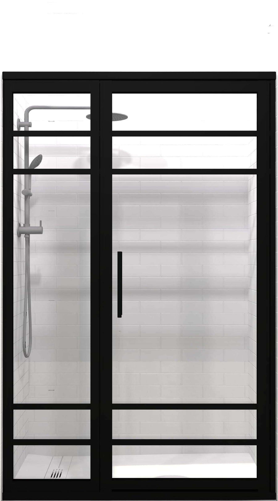Gridscape GS2-4 Hinged Door and Panel in Black Finish and Clear Glass