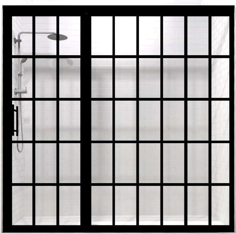 Gridscape Factory Windowpane Shower Door by Coastal Shower Doors for Large Alcove Shower Openings