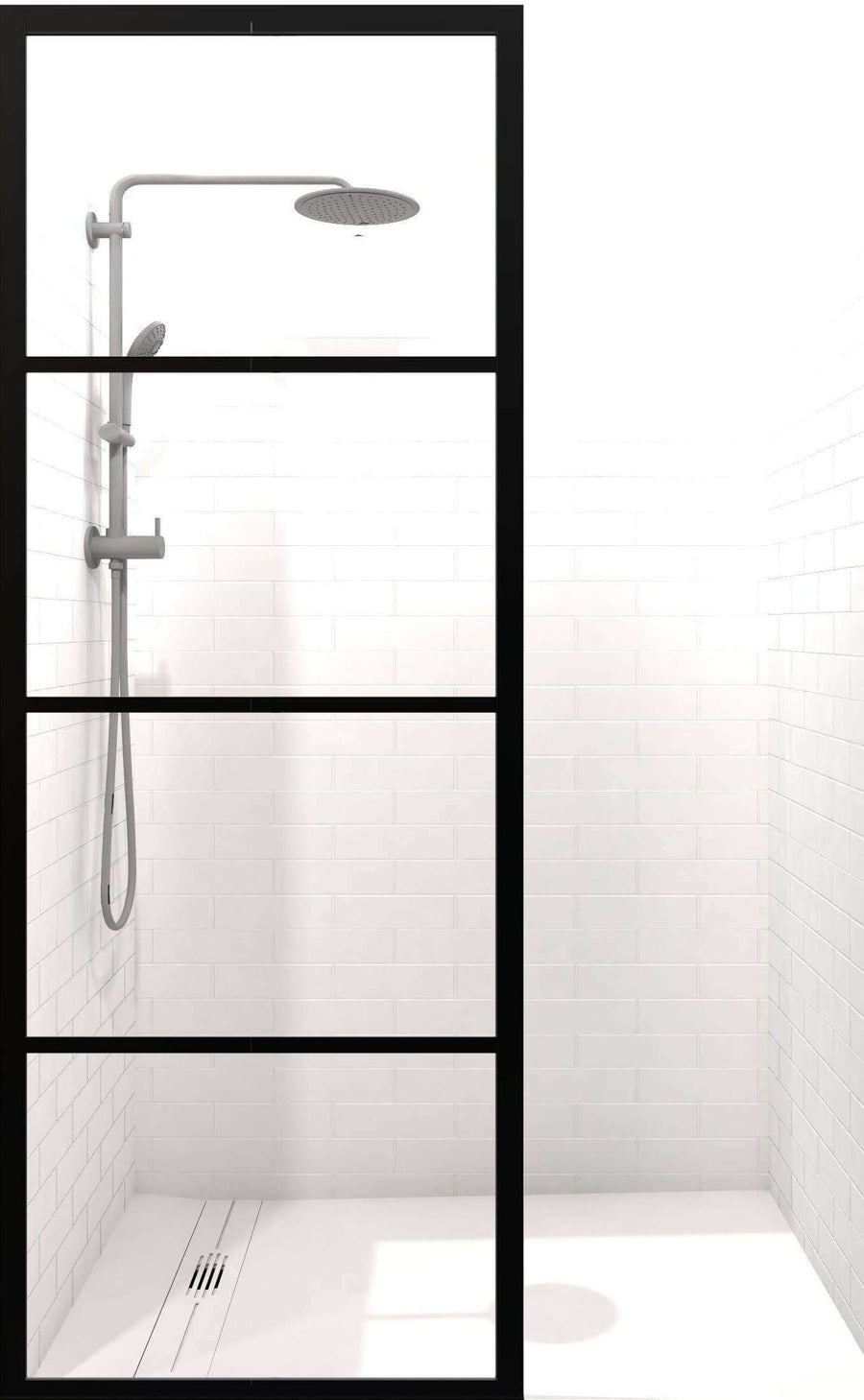 Gridscape GS2 Fixed Panel Shower Screen Black With Clear Glass Main Image