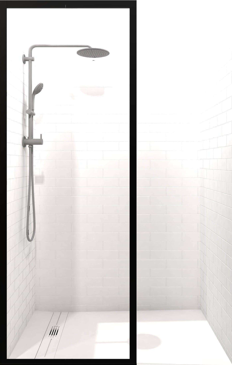 Gridscape Black Trim Shower Screen with Clear Glass and Black Frame Outline