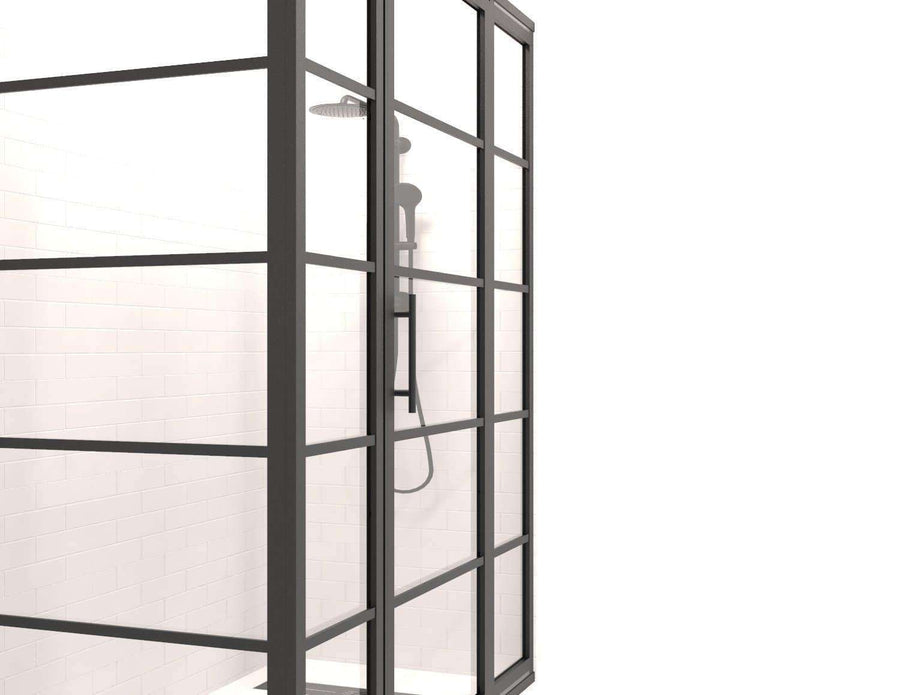 Black Frame Windowpane Shower Doors | Gridscape Series