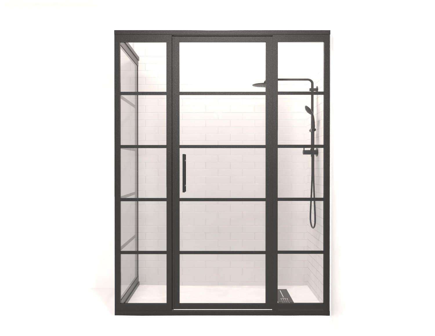 Gridscape GS2 4-Panel Corner Shower Door in Black with Clear Glass ...