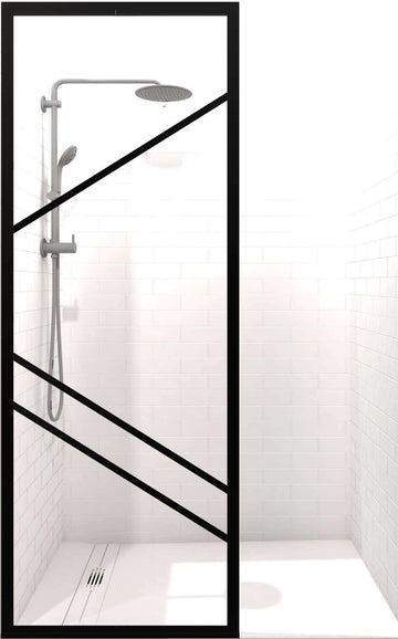 Gridscape Fixed Shower Panel GS4 Paradigm Right | Black with Clear Glass
