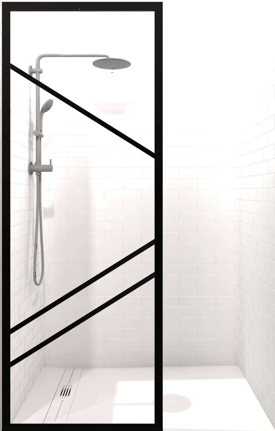 Gridscape Fixed Shower Panel GS4 Paradigm Left | Black with Clear Glass