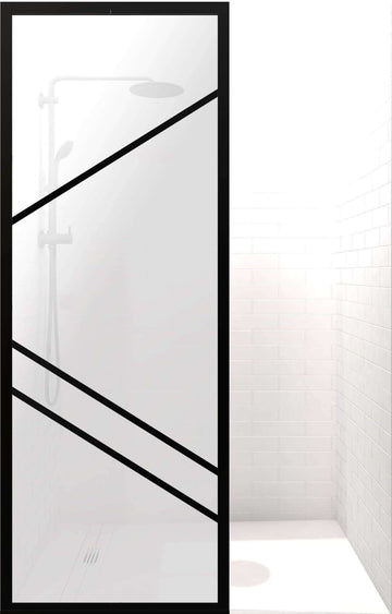 Gridscape GS4 Paradigm Shower Screen in Black with SatinDeco Glass