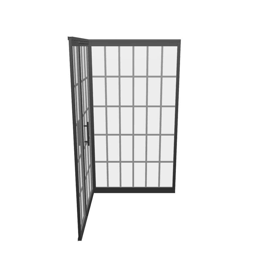 Gridscape GS1 3-Panel Corner Shower Door in Black with Clear Glass