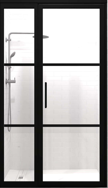 Gridscape GS2-2.1 Hinged Door and Panel in Black Finish and Clear Glass