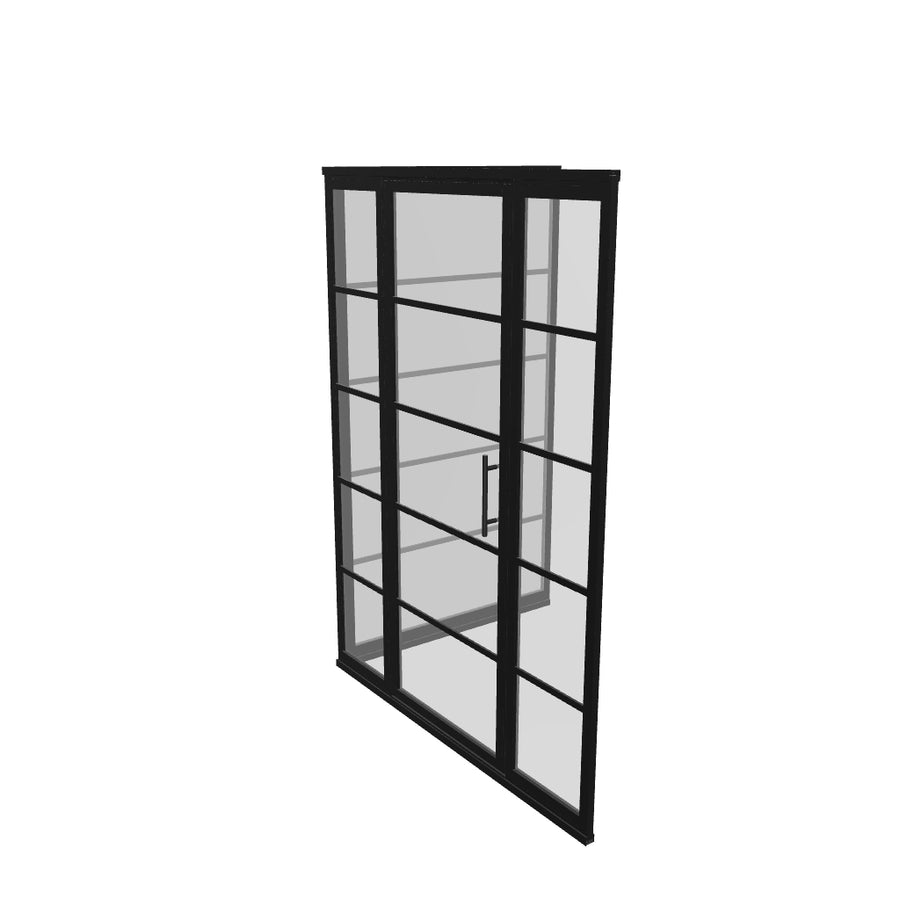 Gridscape GS2 4-Panel Corner Shower Door in Black with Clear Glass